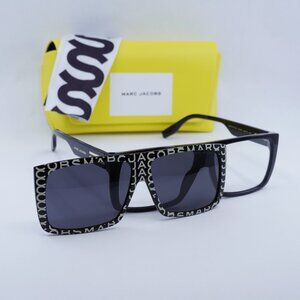 Marc Jacobs MARC 672/CS 003K IR Square Sunglasses – White on Black Pattern/Black